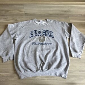 Vintage Kramer University‎ Crewneck Sweatshirt Gray Size Large Men's